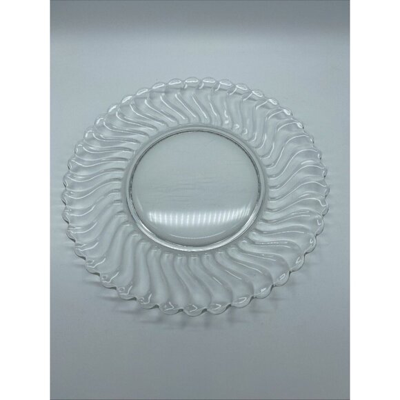 Fostoria Colony Luncheon Plate 8.5” Clear Glass Swirls & Scallops - Picture 1 of 6